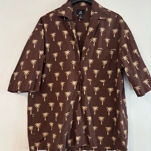 H&M Chocolate Palm Print Shirt